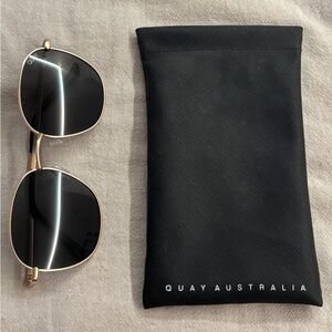Quay Australia Black and Gold Aviator Sunglasses